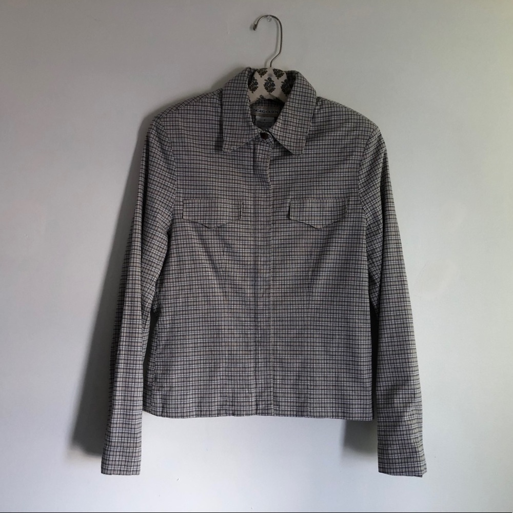 SIGRID OLSEN Beige Plaid Zip Up Jacket Size 6